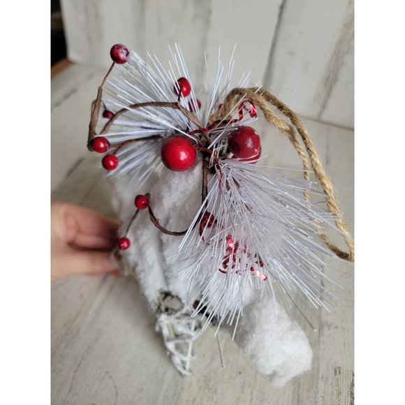 Snow frosted glitter cranberry star large ornament Xmas - Picture 10 of 10